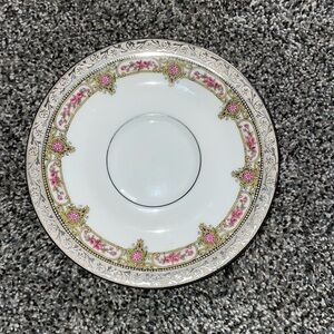 Vintage A. Lanternier Limoges 5.75” Saucer Plate Plat-Gold Edging Floral Roses